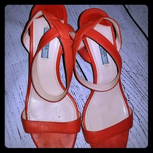 Used size 40 Coral Prada Stappy Heels